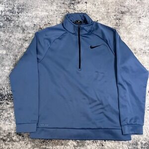 Nike Mens 1/4 Quarter Zip Size Medium, Blue & Black, Single‎ Swoosh